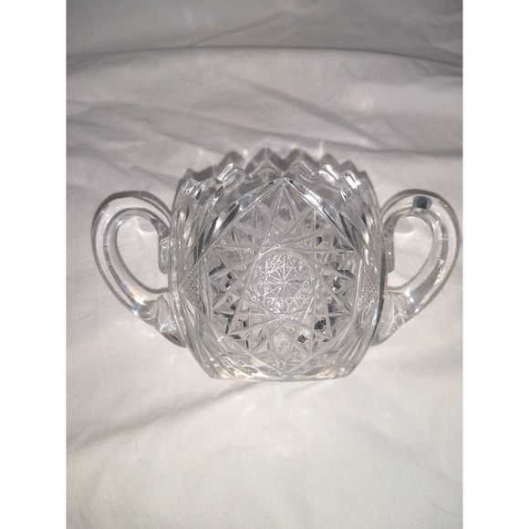 Vintage ABG hobstar cut crystal sugarbowl and creamer - Picture 3 of 7